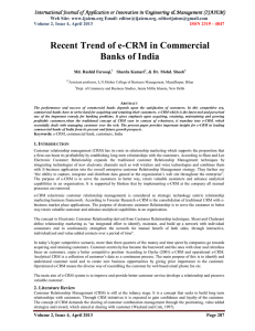 Recent Trend of e-CRM in Commercial Banks of India