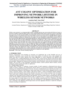 ANT COLONY OPTIMIZATION FOR IMPROVING NETWORK LIFETIME IN WIRELESS SENSOR NETWORKS