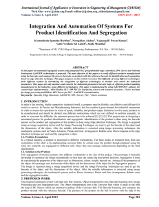 Integration And Automation Of Systems For Product Identification And Segregation