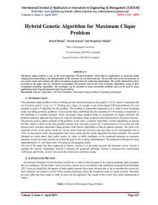 Hybrid Genetic Algorithm for Maximum Clique Problem Web Site: www.ijaiem.org Email: ,