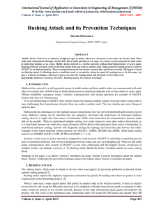 Rushing Attack and its Prevention Techniques Web Site: www.ijaiem.org Email: ,