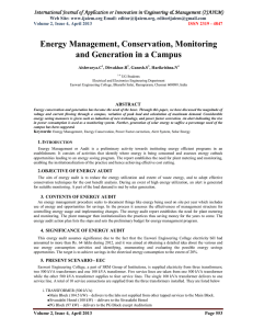 Energy Management, Conservation, Monitoring and Generation in a Campus
