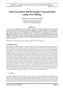Data Extraction and Web page Categorization using Text Mining