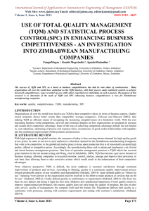 USE OF TOTAL QUALITY MANAGEMENT (TQM) AND STATISTICAL PROCESS