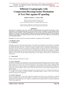 Efficient Cryptography with Compression/Decompression Mechanism of Text Files against IP spoofing