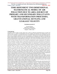 TIME DEPENDENT TWO DIMENSIONAL MATHEMATICAL MODEL OF AIR PRIMARY AND SECONDARY POLLUTANTS