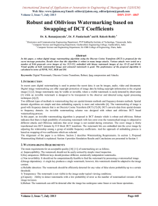 Robust and Oblivious Watermarking based on Swapping of DCT Coefficients