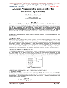 A Linear Programmable gain amplifier for Biomedical Applications