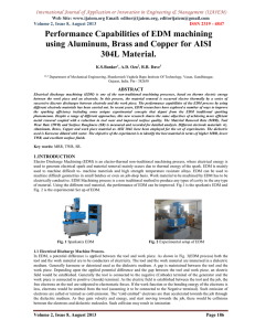 Performance Capabilities of EDM machining 304L Material.