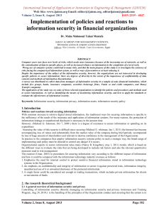 Implementation of policies and reactions to information security in financial organizations