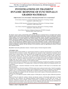 INVESTIGATIONS ON TRANSIENT DYNAMIC RESPONSE OF FUNCTIONALLY GRADED MATERIALS