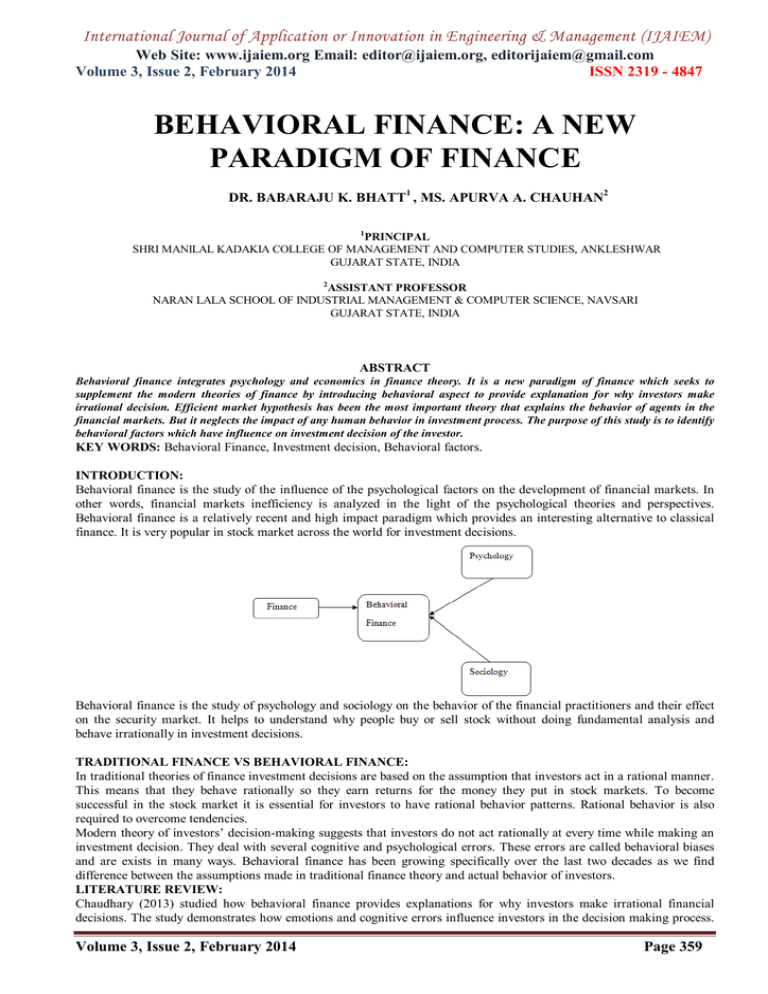 behavioral finance research proposal