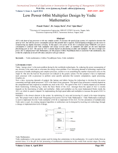 Low Power 64bit Multiplier Design by Vedic Mathematics Web Site: www.ijaiem.org Email: