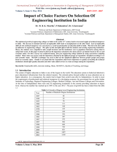 Impact of Choice Factors On Selection Of Engineering Institution In India