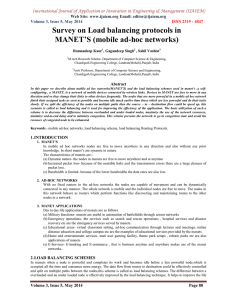 Survey on Load balancing protocols in MANET’S (mobile ad-hoc networks)