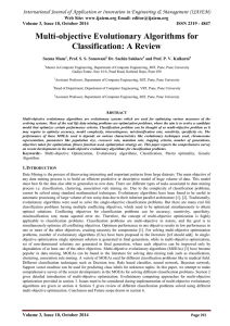 Multi-objective Evolutionary Algorithms for Classification: A Review Web Site: www.ijaiem.org Email: