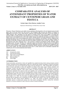 COMPARATIVE ANALYSIS OF ANTIOXIDANT PROPERTIES OF WATER EXTRACT OF CENTEPEDE GRASS AND FESTUCA