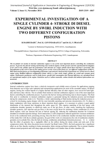 EXPERIMENTAL INVESTIGATION OF A SINGLE CYLINDER 4- STROKE DI DIESEL