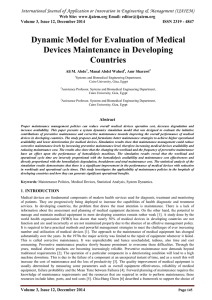 Dynamic Model for Evaluation of Medical Devices Maintenance in Developing Countries