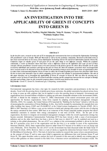 AN INVESTIGATION INTO THE APPLICABILITY OF GREEN IT CONCEPTS