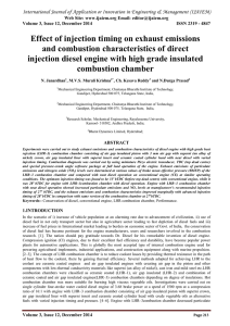 Effect of injection timing on exhaust emissions