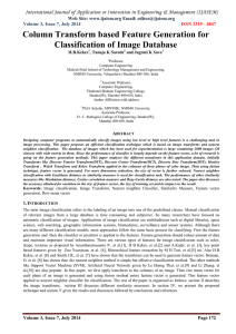 Column Transform based Feature Generation for Classification of Image Database