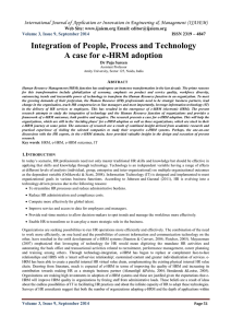 Integration of People, Process and Technology A case for e-HRM adoption