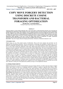COPY MOVE FORGERY DETECTION USING DISCRETE COSINE TRANSFORM AND BACTERIAL