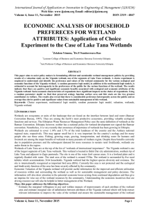 ECONOMIC ANALYSIS OF HOUSEHOLD PREFERECES FOR WETLAND ATTRIBUTES: Application of Choice