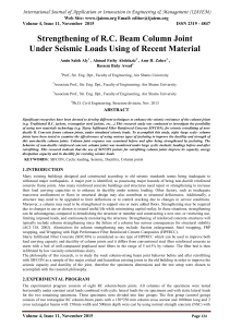 Strengthening of R.C. Beam Column Joint