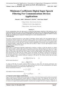 Minimum Coefficients Digital Input Speech Filtering For Communications Devices Applications