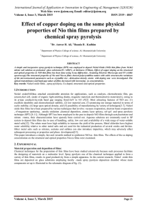 Effect of copper doping on the some physical chemical spray pyrolysis