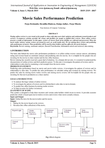 Movie Sales Performance Prediction Web Site: www.ijaiem.org Email: