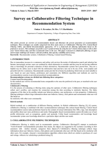 Survey on Collaborative Filtering Technique in Recommendation System