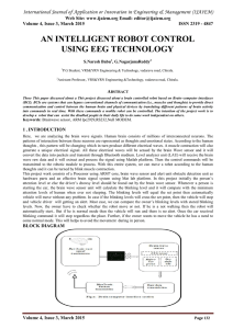 AN INTELLIGENT ROBOT CONTROL USING EEG TECHNOLOGY Web Site: www.ijaiem.org Email: