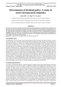 Determinants of dividend policy: A study of sensex incorporated companies