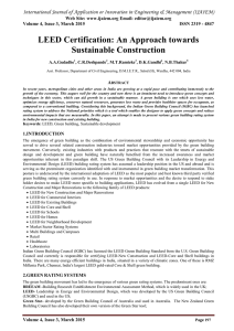 LEED Certification: An Approach towards Sustainable Construction Web Site: www.ijaiem.org Email: