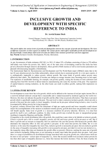 INCLUSIVE GROWTH AND DEVELOPMENT WITH SPECIFIC REFERENCE TO INDIA