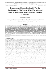 Experimental Investigation Of Partial Replacement Of Cement With Fly Ash And