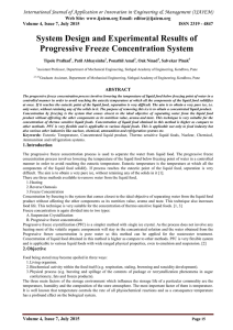 System Design and Experimental Results of Progressive Freeze Concentration System