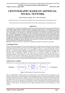 CRYPTOGRAPHY BASED ON ARTIFICIAL NEURAL NETWORK Web Site: www.ijaiem.org Email: