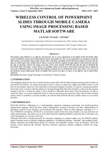 WIRELESS CONTROL OF POWERPOINT SLIDES THROUGH MOBILE CAMERA USING IMAGE PROCESSING BASED