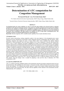 Determination of ATC computation for Congestion Management Web Site: www.ijaiem.org Email: