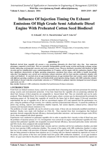 Influence Of Injection Timing On Exhaust