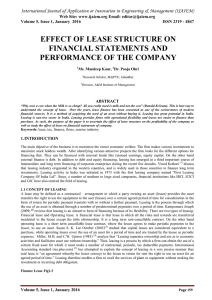 EFFECT OF LEASE STRUCTURE ON FINANCIAL STATEMENTS AND PERFORMANCE OF THE COMPANY