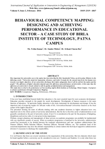 BEHAVIOURAL COMPETENCY MAPPING: DESIGNING AND ACHIEVING PERFORMANCE IN EDUCATIONAL