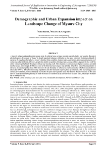 Demographic and Urban Expansion impact on Landscape Change of Mysore City