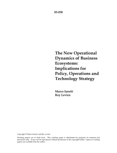 The New Operational Dynamics of Business Ecosystems: Implications for
