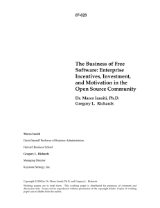 The Business of Free Software: Enterprise Incentives, Investment, and Motivation in the