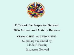 Office of  the Inspector General 2006 Annual and Activity Reports